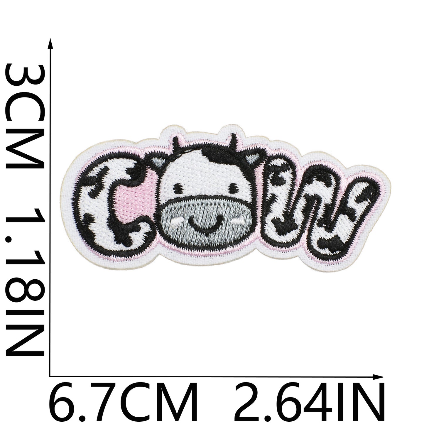 Iron-on Cute Kawaii Cow Embroidered Patch