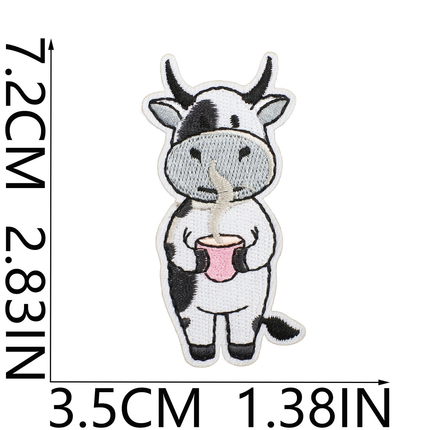 Iron-on Cute Kawaii Cow Embroidered Patch