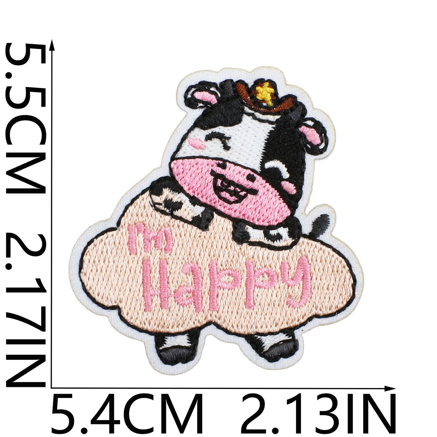 Iron-on Cute Kawaii Cow Embroidered Patch