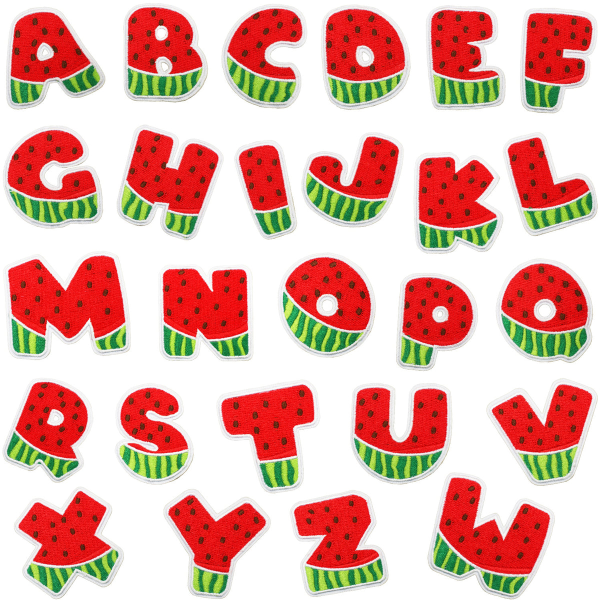 Watermelon Alphabet Embroidery Patches Iron On Cartoon Letter Applique for Kids Clothes Backpack DIY Decoration