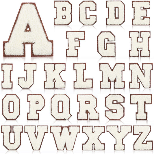 Iron-On Chenille Letter Patch – 7cm Tall, Brown Base with Off-White Letter