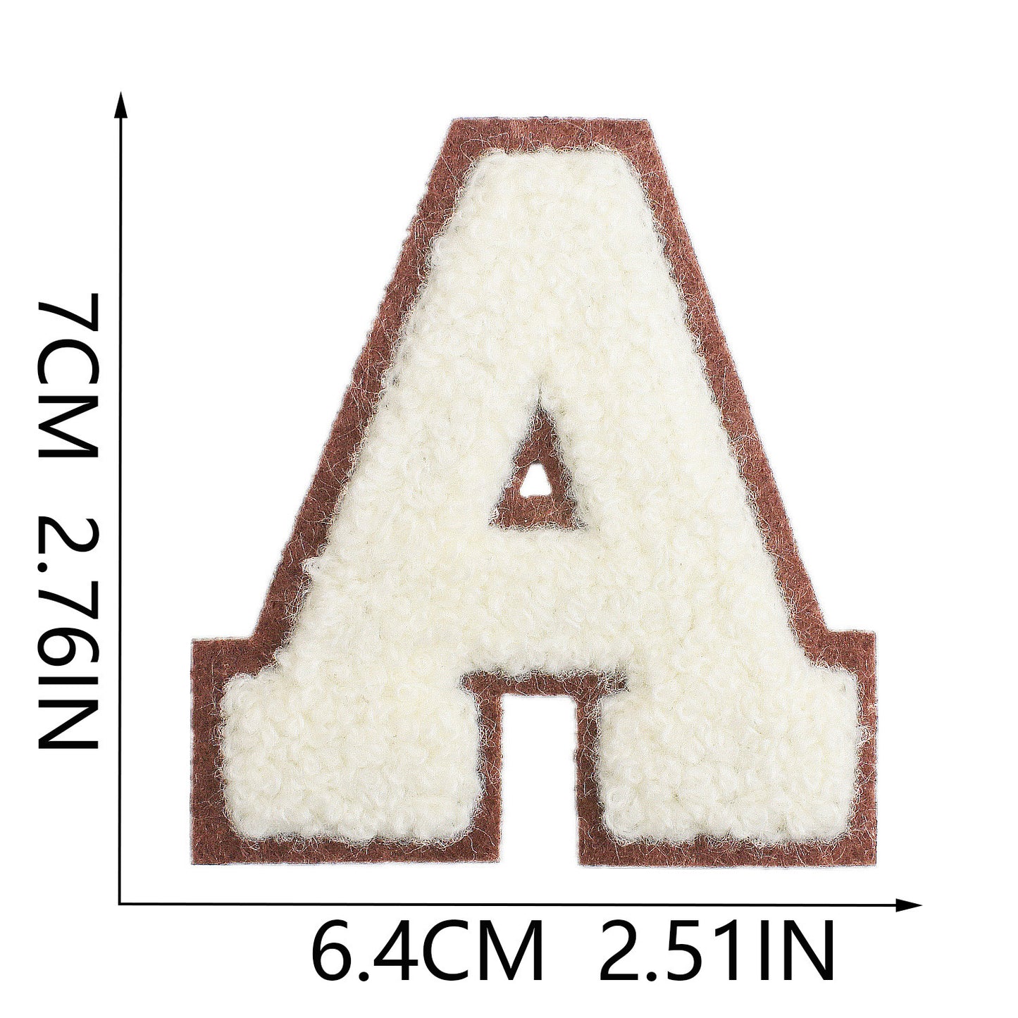 Iron-On Chenille Letter Patch – 7cm Tall, Brown Base with Off-White Letter
