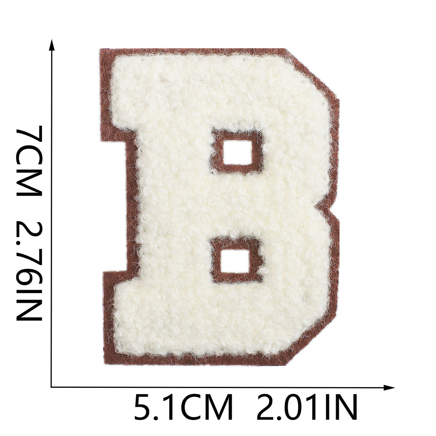Iron-On Chenille Letter Patch – 7cm Tall, Brown Base with Off-White Letter