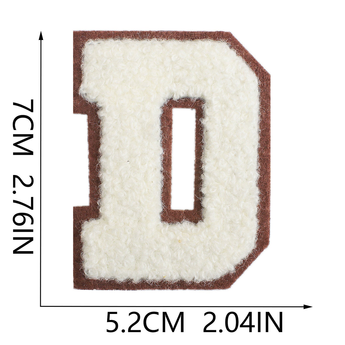 Iron-On Chenille Letter Patch – 7cm Tall, Brown Base with Off-White Letter