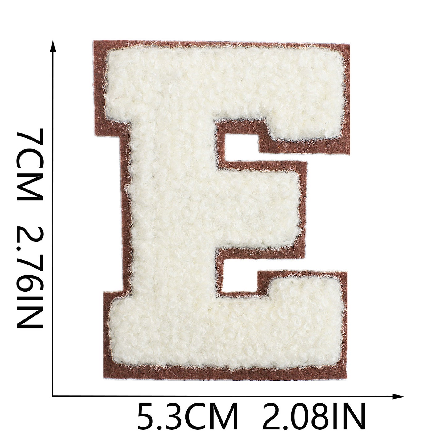 Iron-On Chenille Letter Patch – 7cm Tall, Brown Base with Off-White Letter