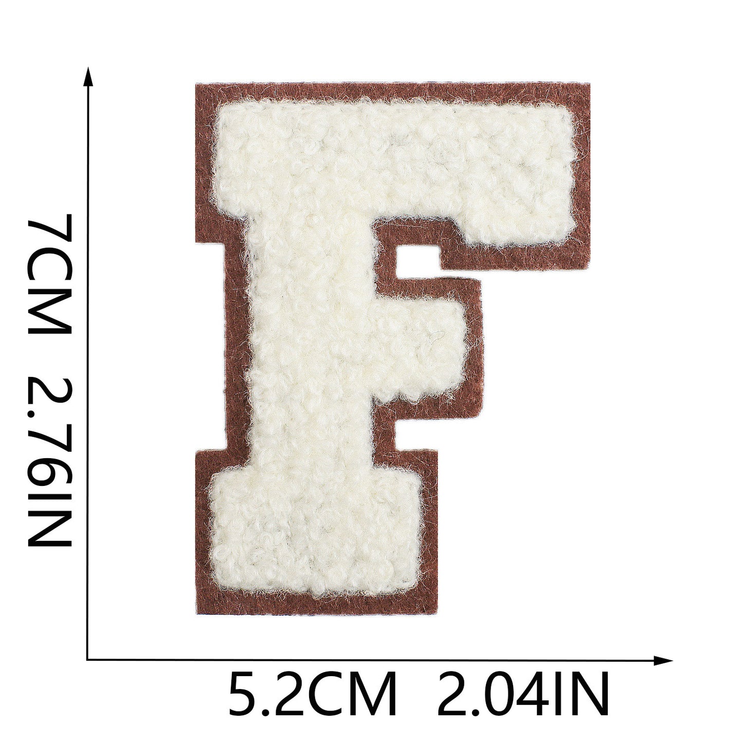 Iron-On Chenille Letter Patch – 7cm Tall, Brown Base with Off-White Letter