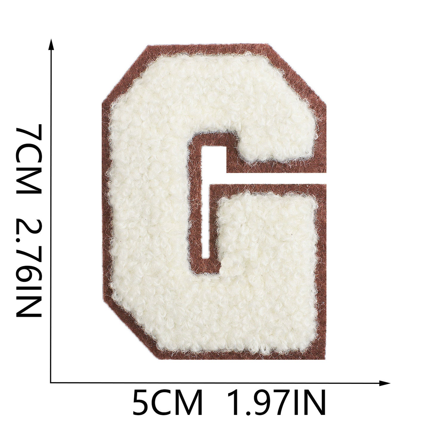 Iron-On Chenille Letter Patch – 7cm Tall, Brown Base with Off-White Letter