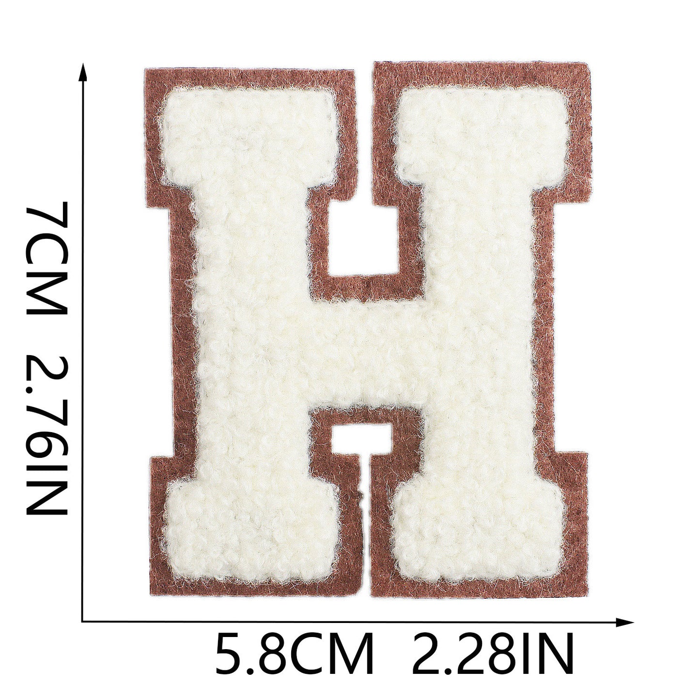 Iron-On Chenille Letter Patch – 7cm Tall, Brown Base with Off-White Letter