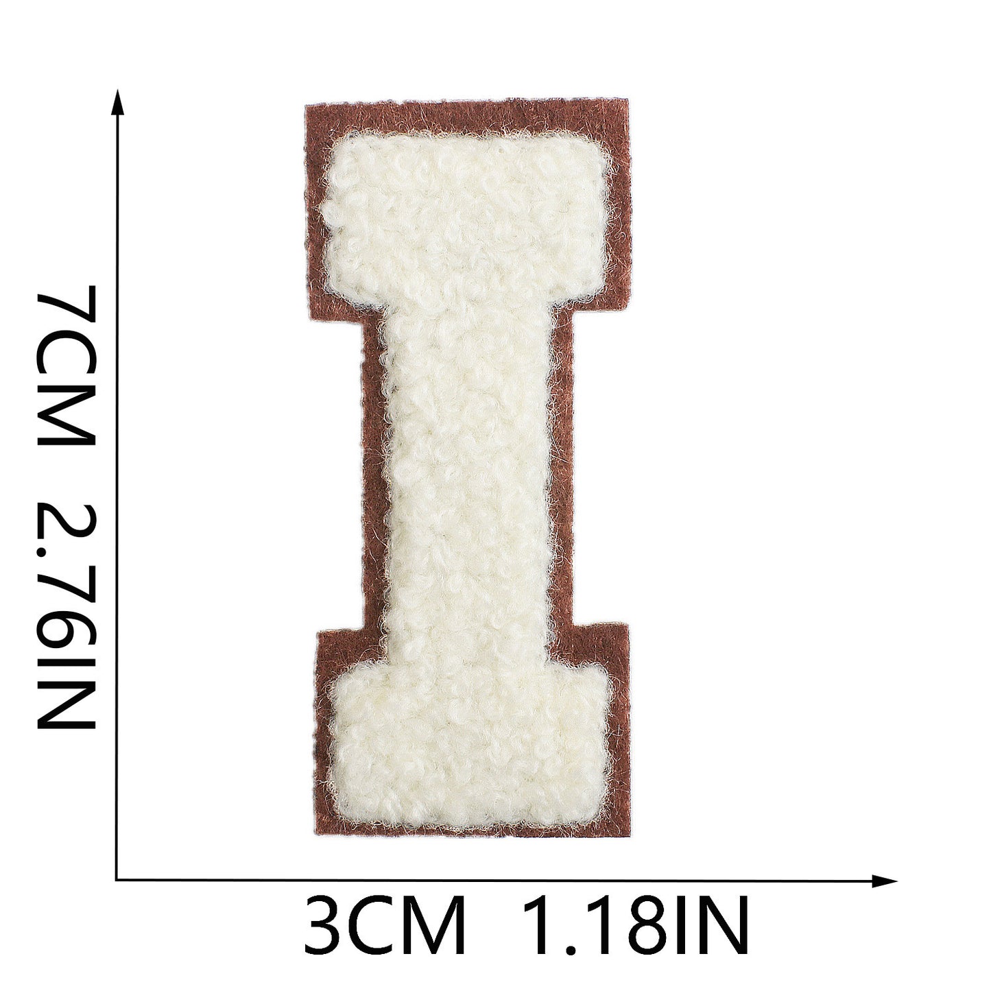 Iron-On Chenille Letter Patch – 7cm Tall, Brown Base with Off-White Letter