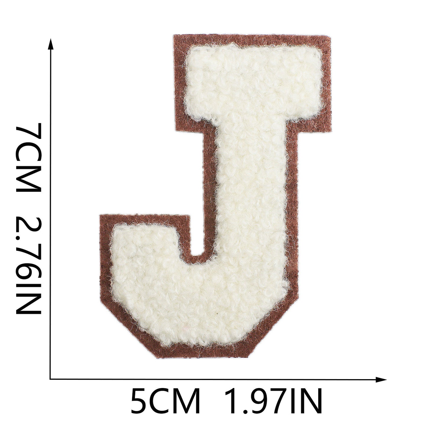 Iron-On Chenille Letter Patch – 7cm Tall, Brown Base with Off-White Letter