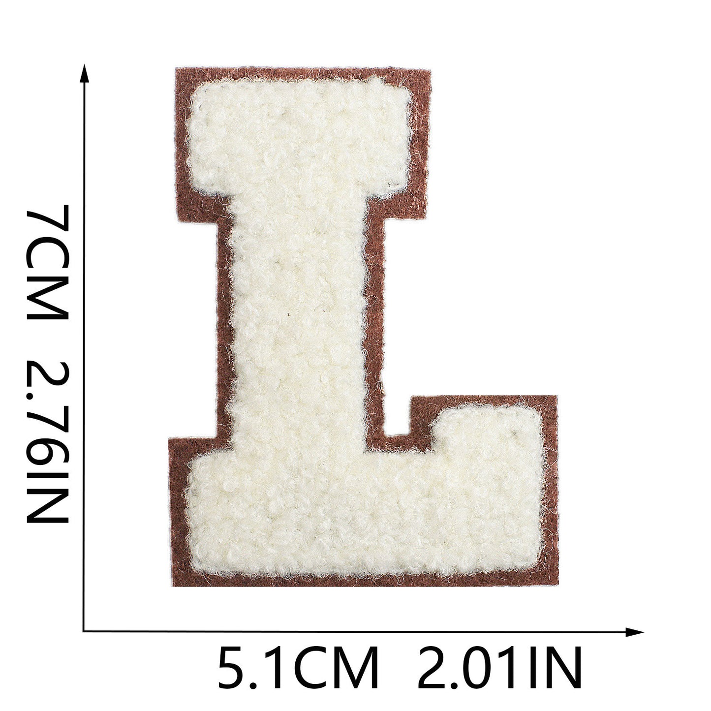 Iron-On Chenille Letter Patch – 7cm Tall, Brown Base with Off-White Letter