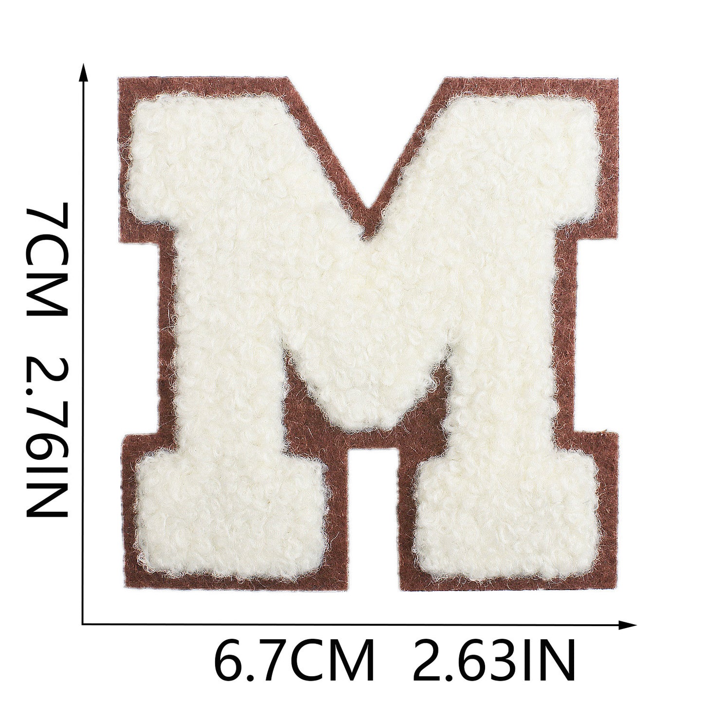 Iron-On Chenille Letter Patch – 7cm Tall, Brown Base with Off-White Letter