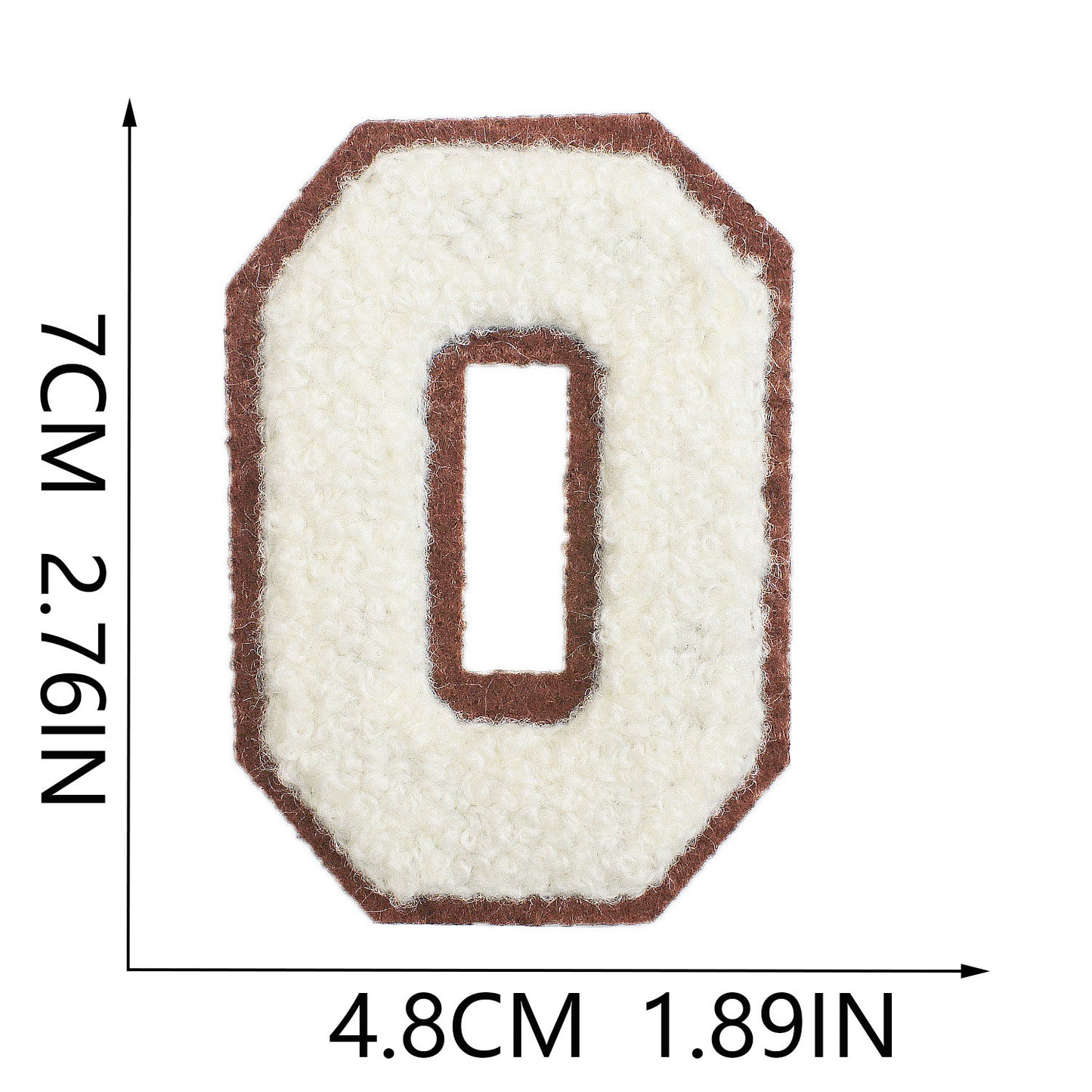 Iron-On Chenille Letter Patch – 7cm Tall, Brown Base with Off-White Letter