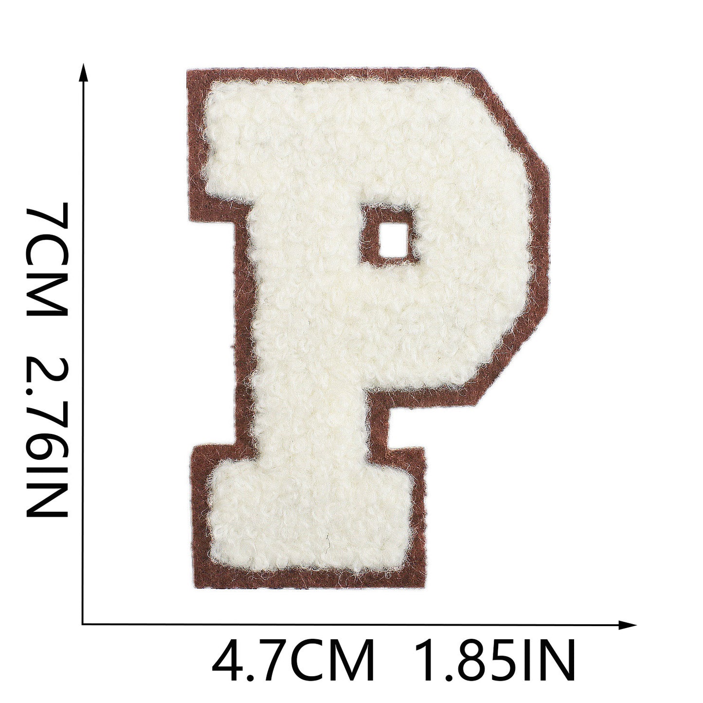 Iron-On Chenille Letter Patch – 7cm Tall, Brown Base with Off-White Letter