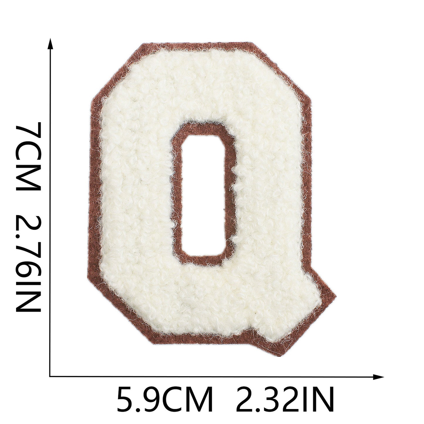 Iron-On Chenille Letter Patch – 7cm Tall, Brown Base with Off-White Letter