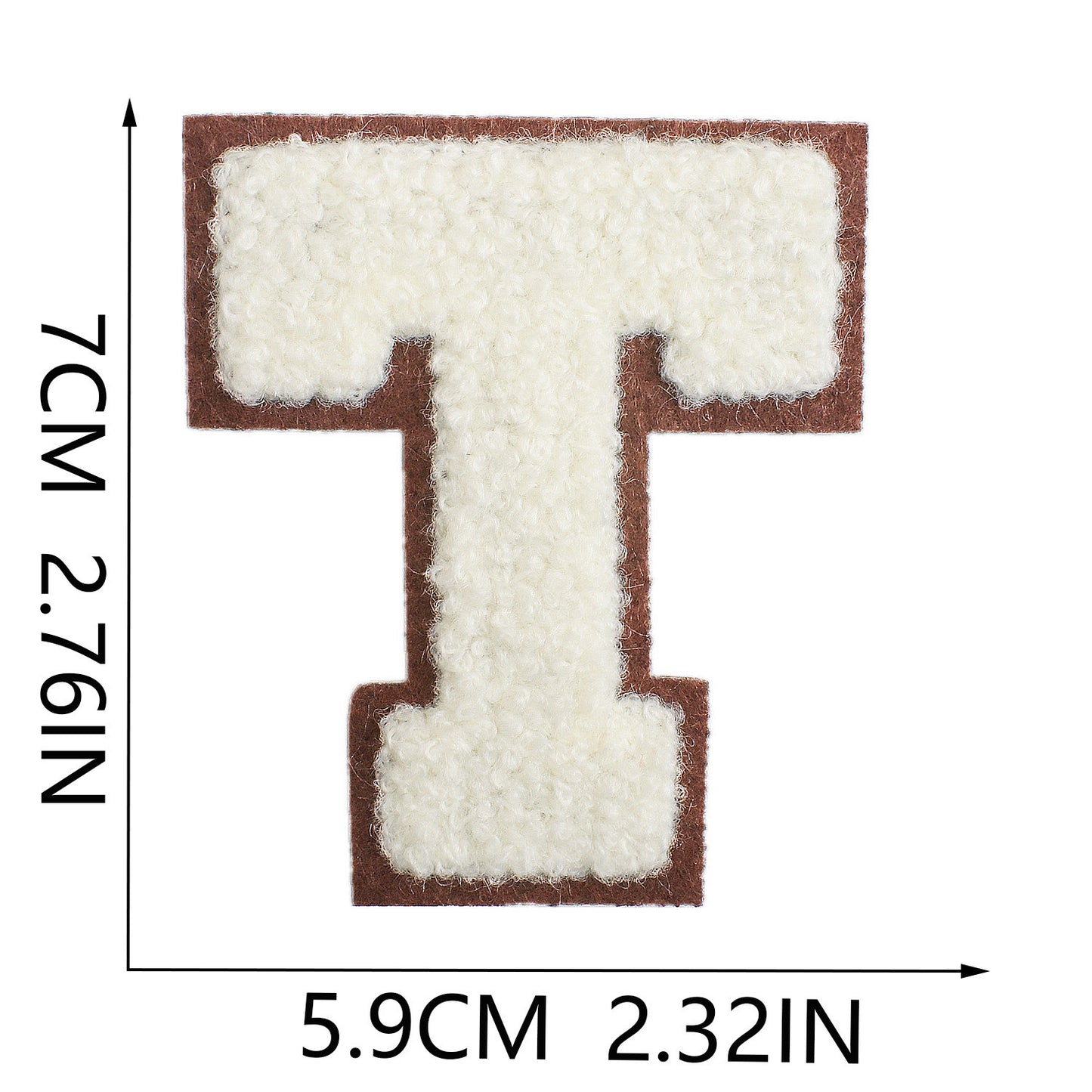 Iron-On Chenille Letter Patch – 7cm Tall, Brown Base with Off-White Letter