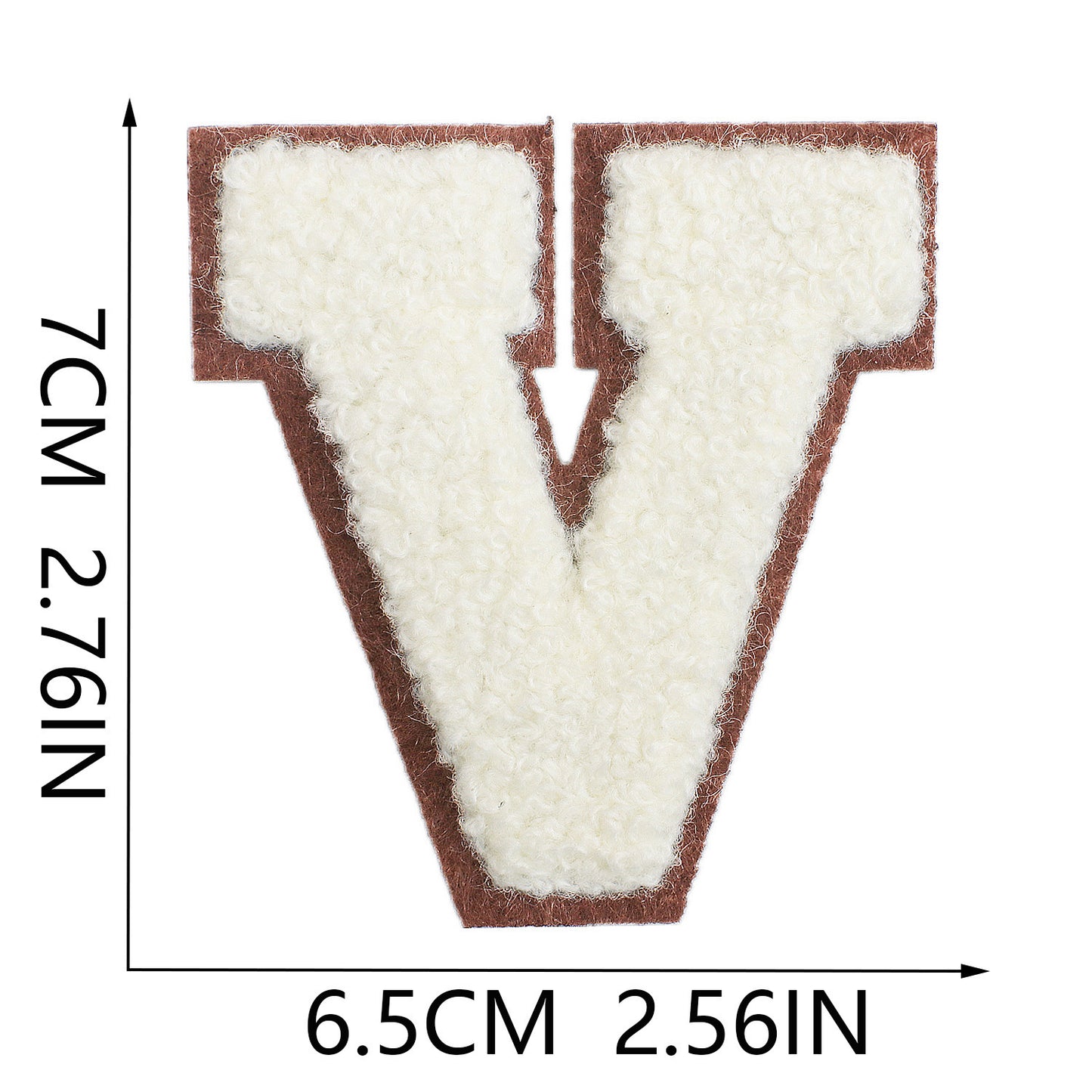 Iron-On Chenille Letter Patch – 7cm Tall, Brown Base with Off-White Letter
