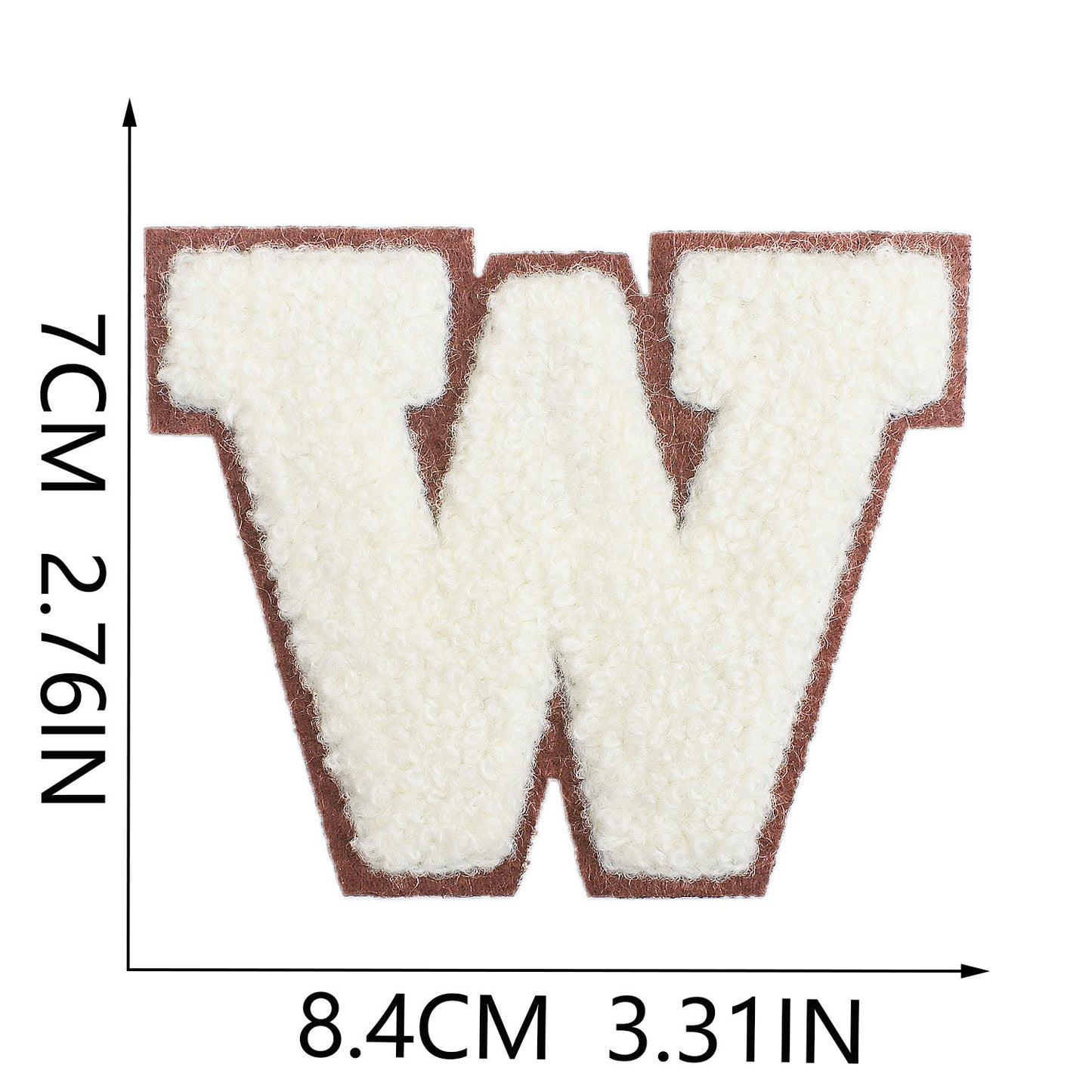 Iron-On Chenille Letter Patch – 7cm Tall, Brown Base with Off-White Letter