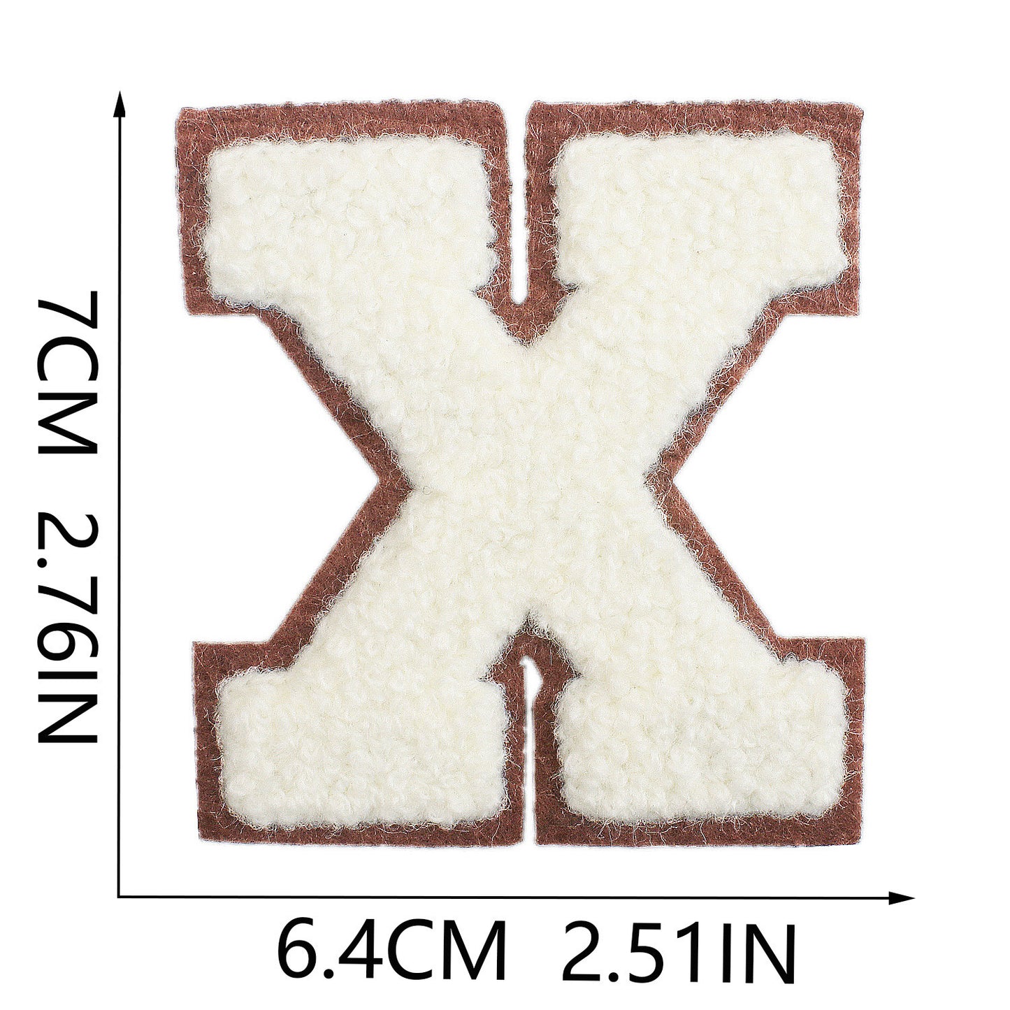Iron-On Chenille Letter Patch – 7cm Tall, Brown Base with Off-White Letter