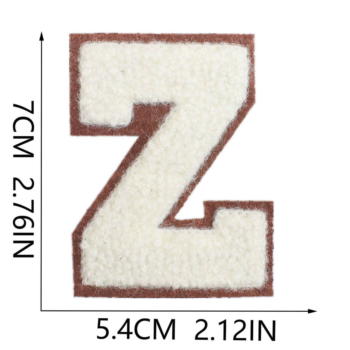 Iron-On Chenille Letter Patch – 7cm Tall, Brown Base with Off-White Letter