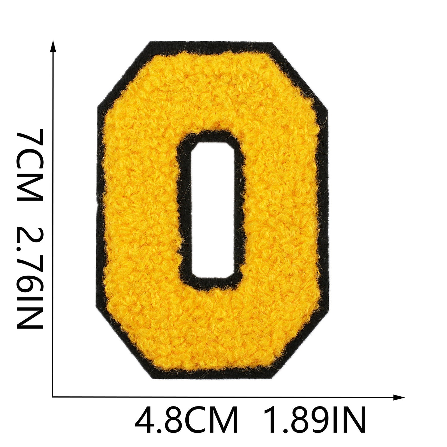 Iron-On Chenille Letter Patch – 7cm Tall, Black Base with Golden Yellow Letter