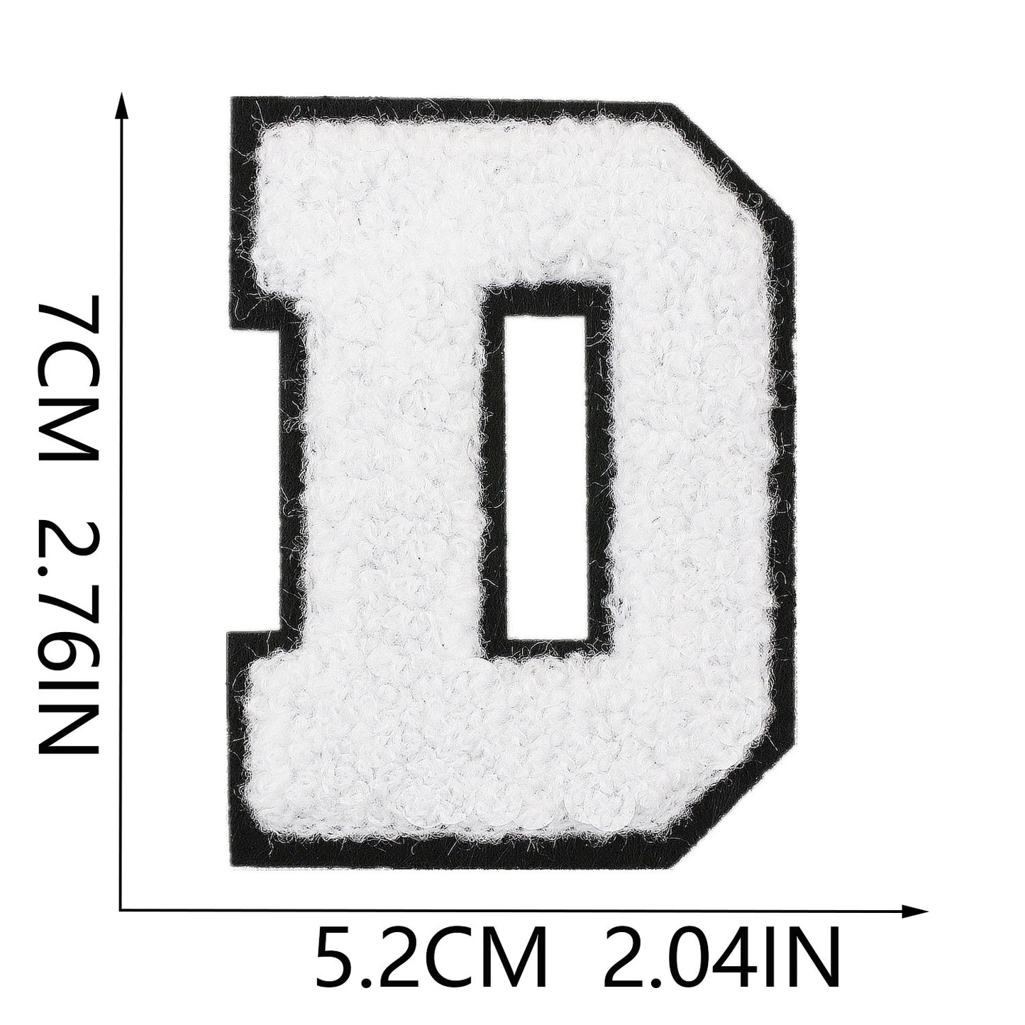 Iron-On Chenille Letter Patch – 7cm Tall, Black Base with White Letter