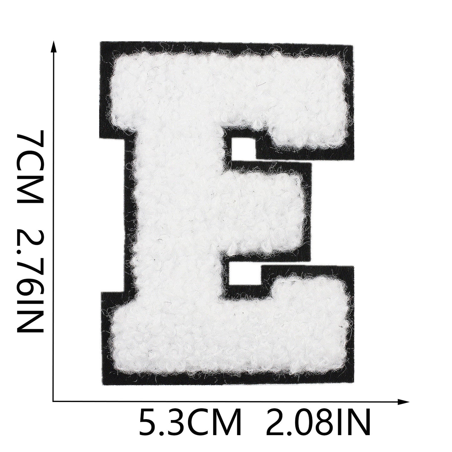 Iron-On Chenille Letter Patch – 7cm Tall, Black Base with White Letter