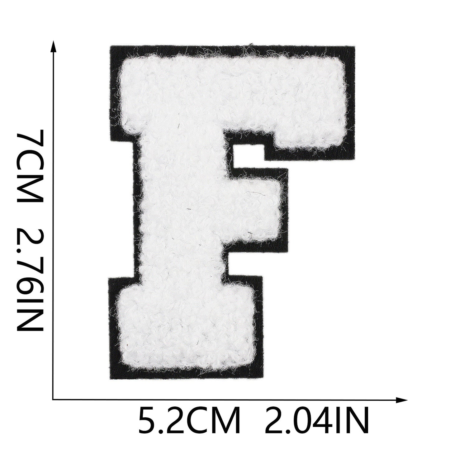 Iron-On Chenille Letter Patch – 7cm Tall, Black Base with White Letter