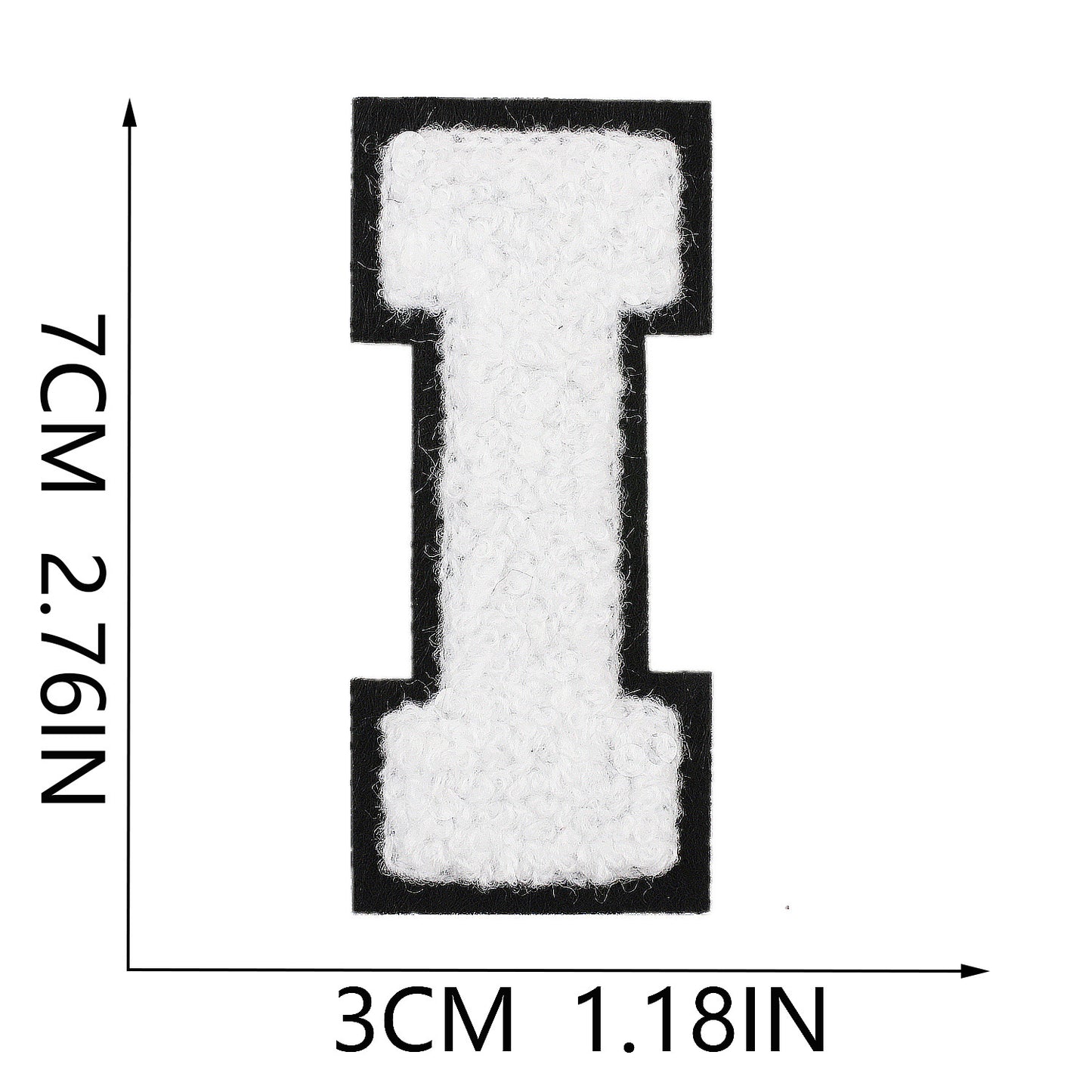 Iron-On Chenille Letter Patch – 7cm Tall, Black Base with White Letter