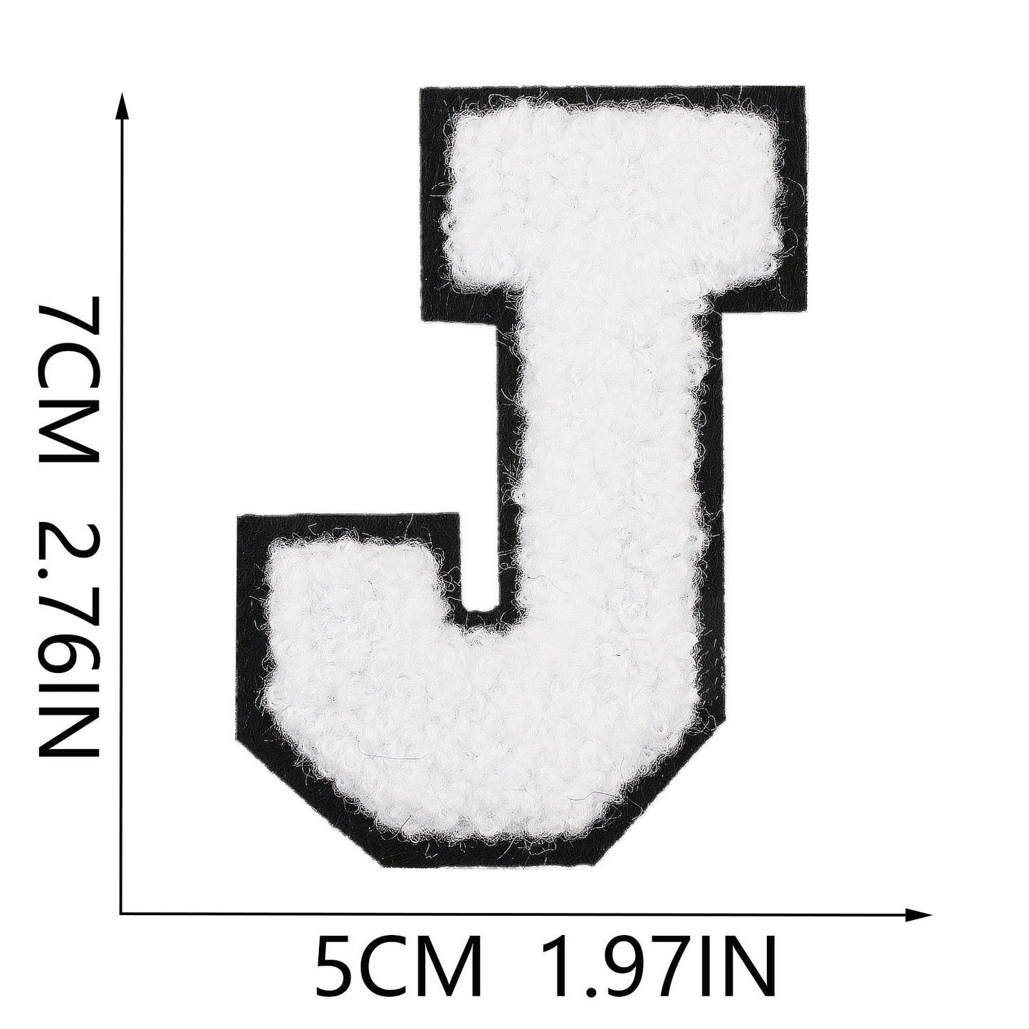 Iron-On Chenille Letter Patch – 7cm Tall, Black Base with White Letter