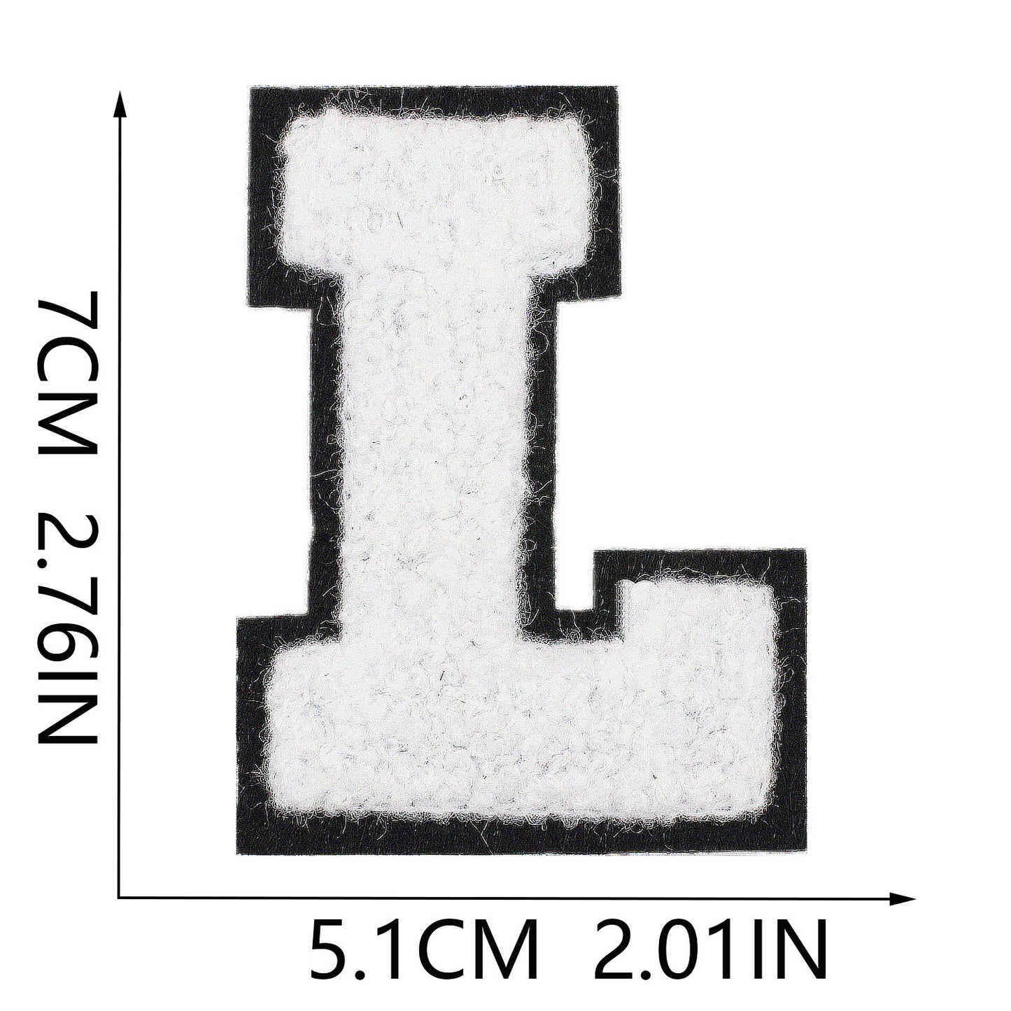 Iron-On Chenille Letter Patch – 7cm Tall, Black Base with White Letter