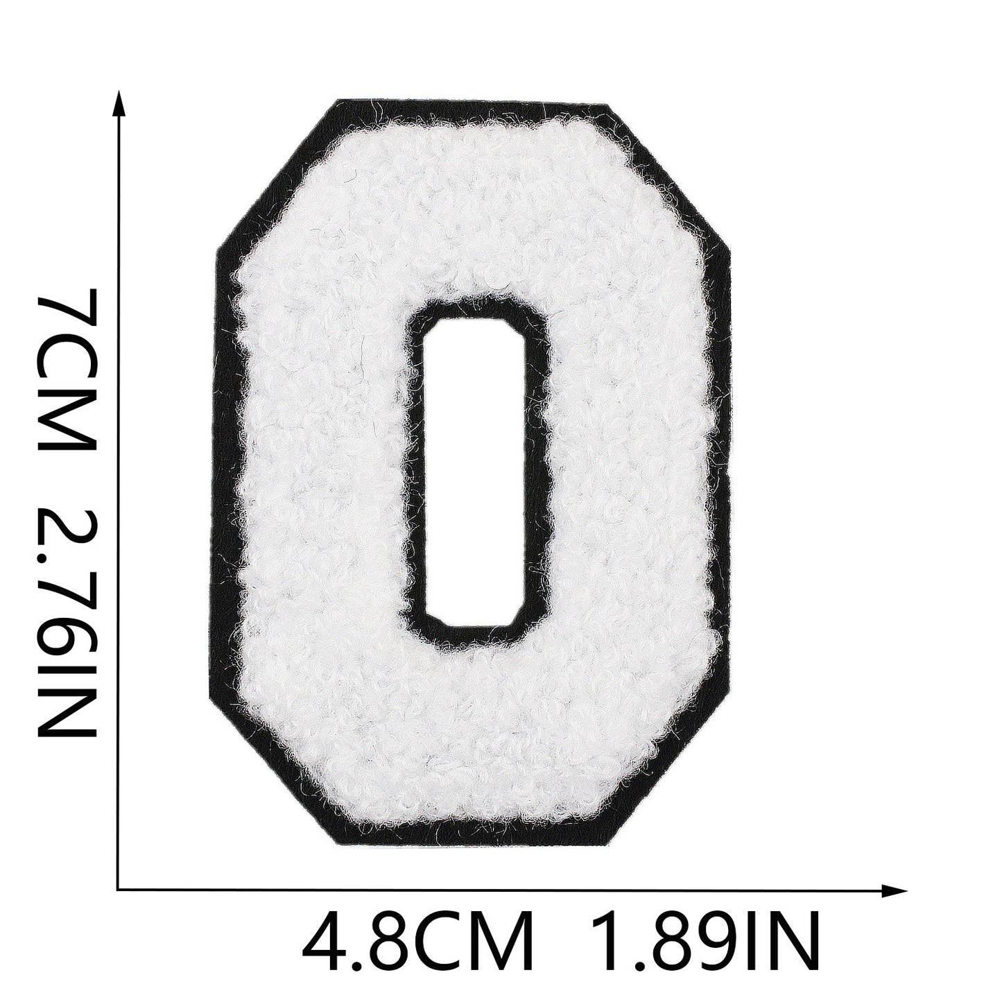 Iron-On Chenille Letter Patch – 7cm Tall, Black Base with White Letter