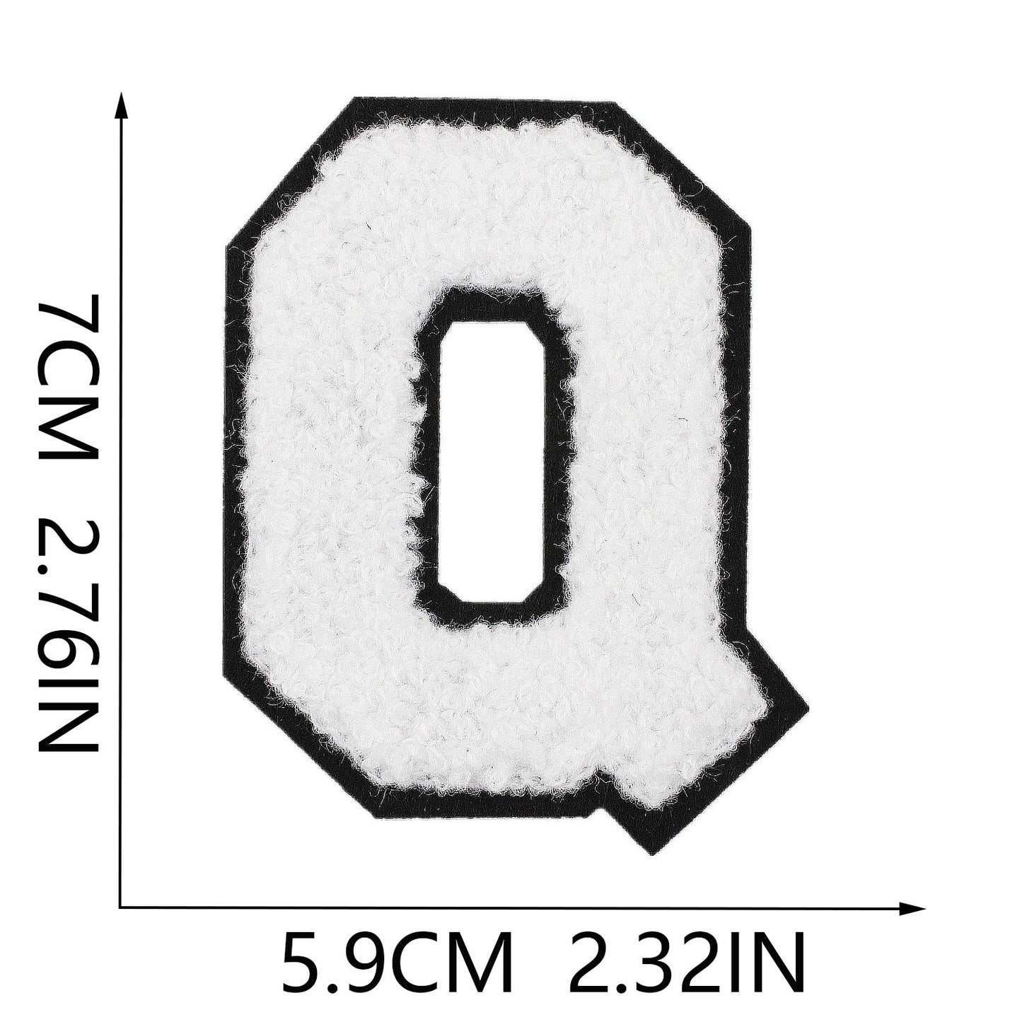 Iron-On Chenille Letter Patch – 7cm Tall, Black Base with White Letter