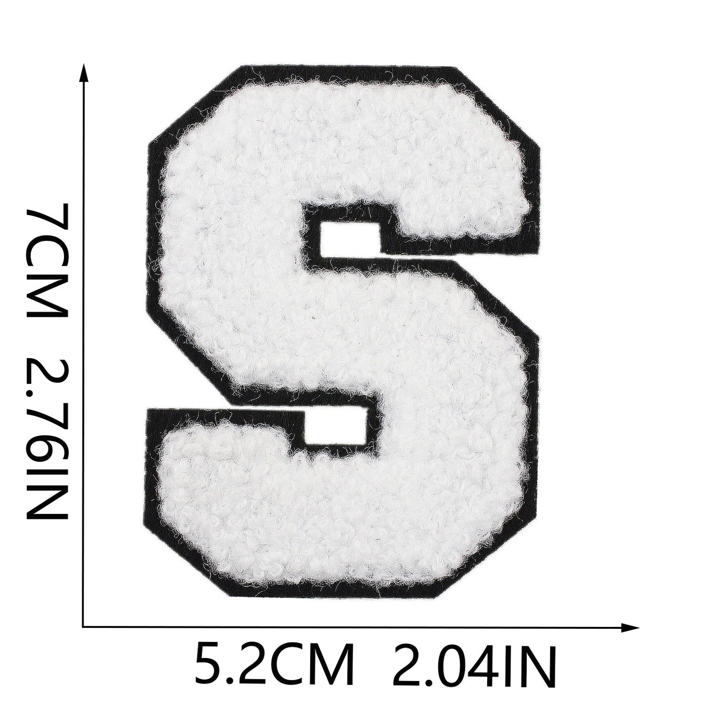 Iron-On Chenille Letter Patch – 7cm Tall, Black Base with White Letter