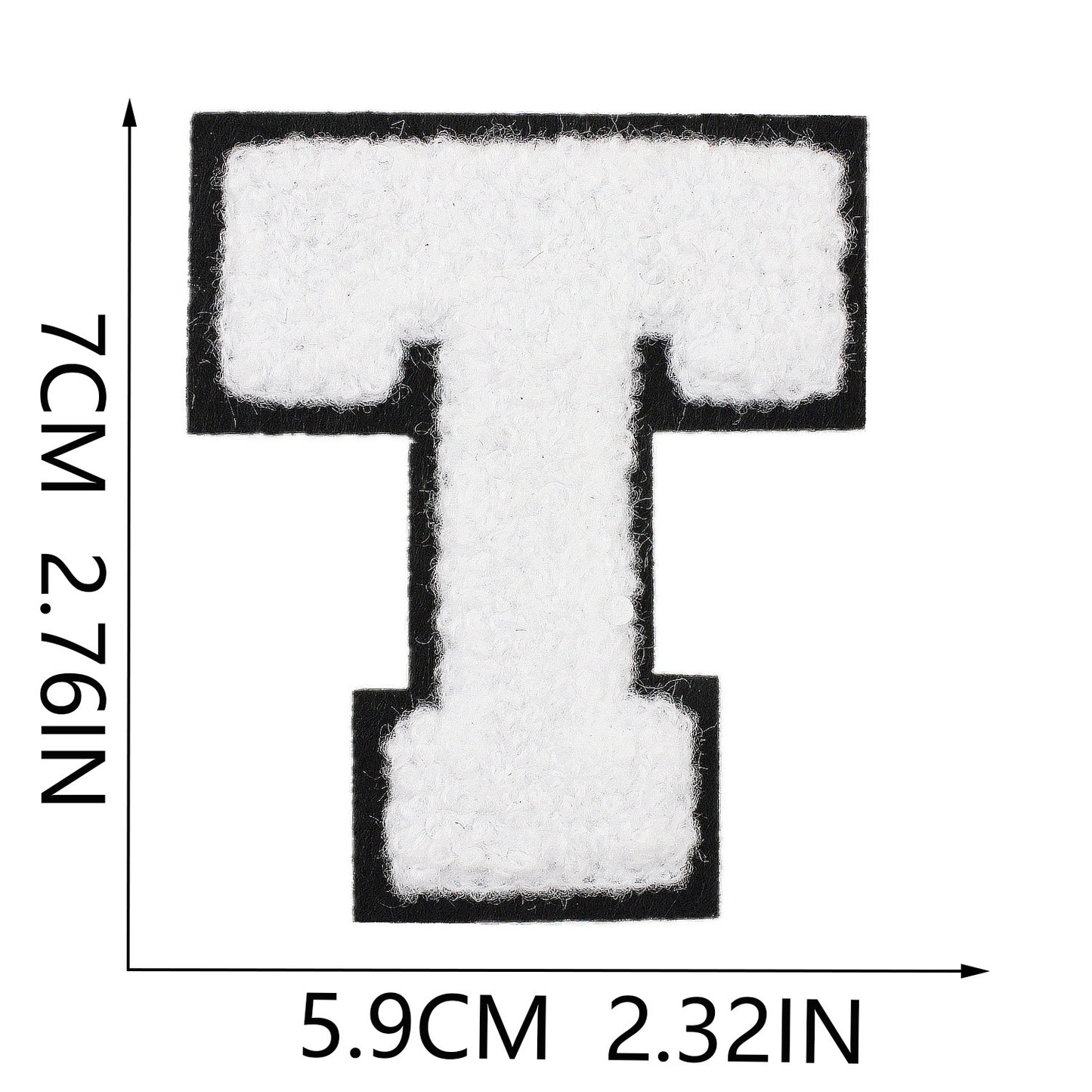 Iron-On Chenille Letter Patch – 7cm Tall, Black Base with White Letter