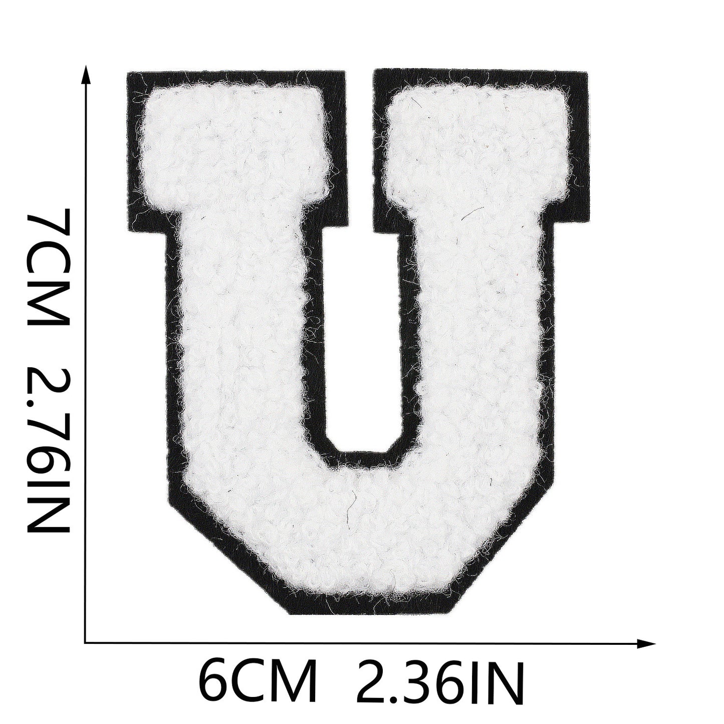 Iron-On Chenille Letter Patch – 7cm Tall, Black Base with White Letter