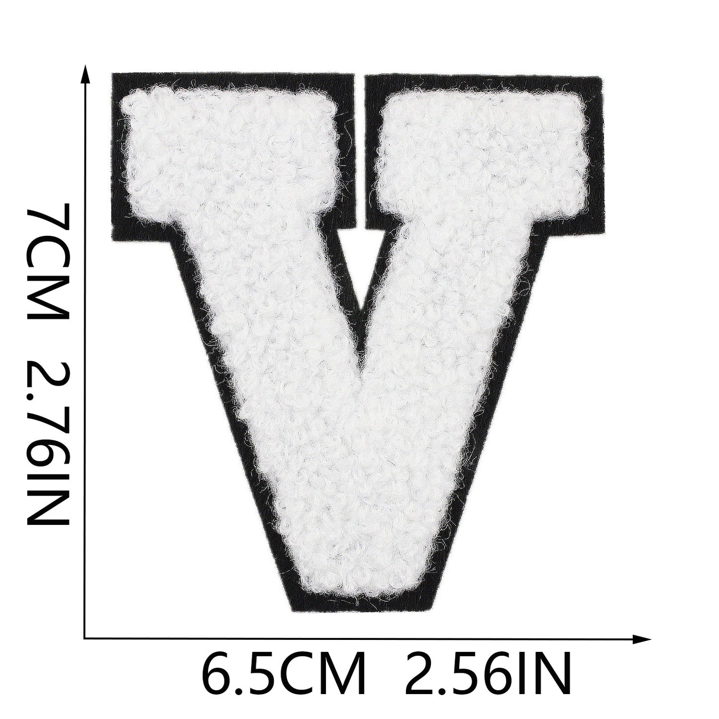 Iron-On Chenille Letter Patch – 7cm Tall, Black Base with White Letter