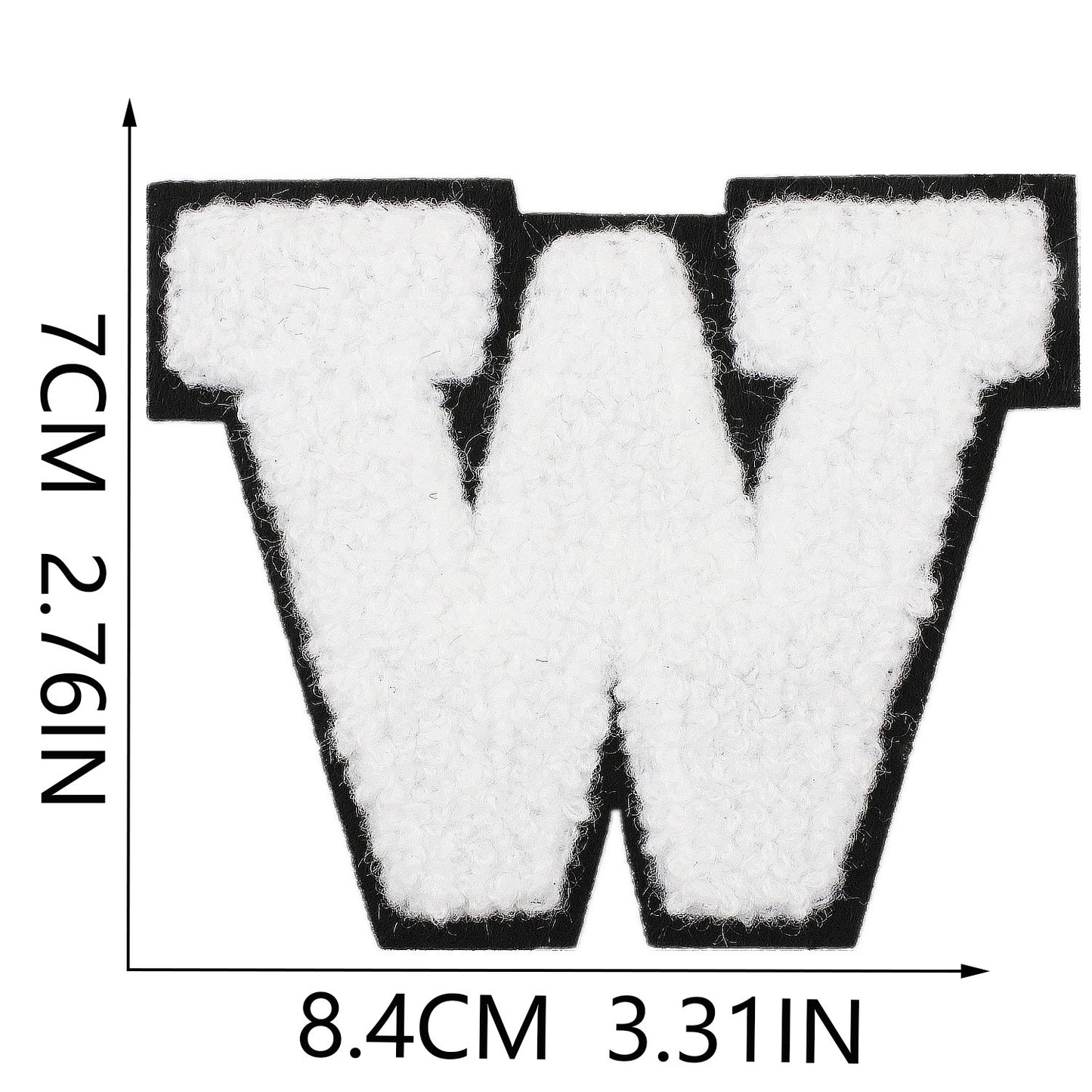 Iron-On Chenille Letter Patch – 7cm Tall, Black Base with White Letter