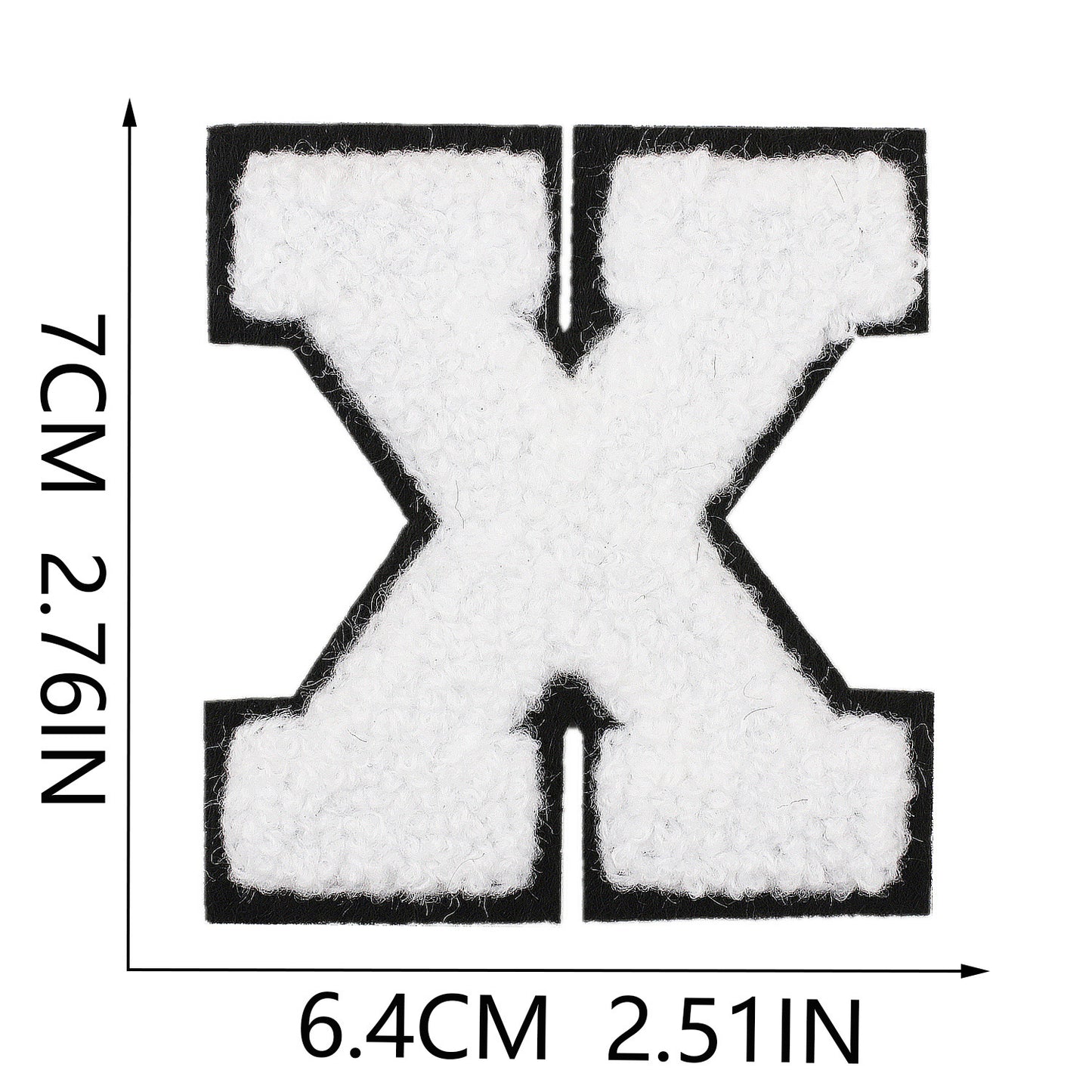 Iron-On Chenille Letter Patch – 7cm Tall, Black Base with White Letter