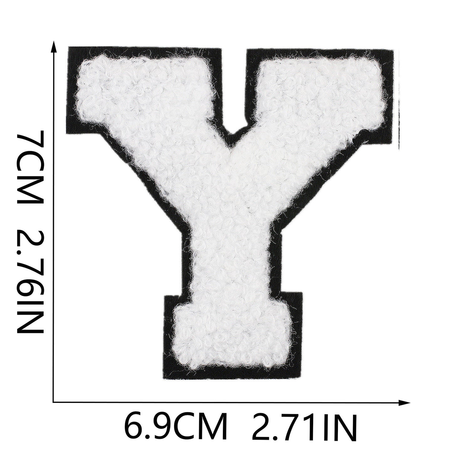 Iron-On Chenille Letter Patch – 7cm Tall, Black Base with White Letter