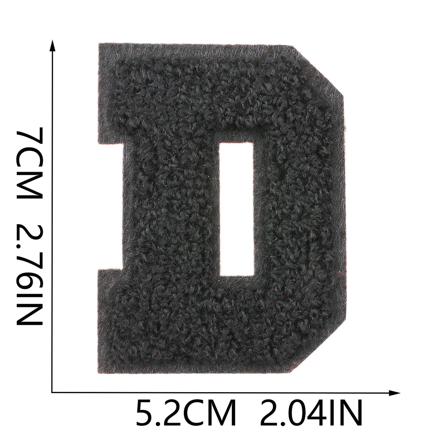 Iron-On Chenille Letter Patch – 7cm Tall, Black Base with Black Letter