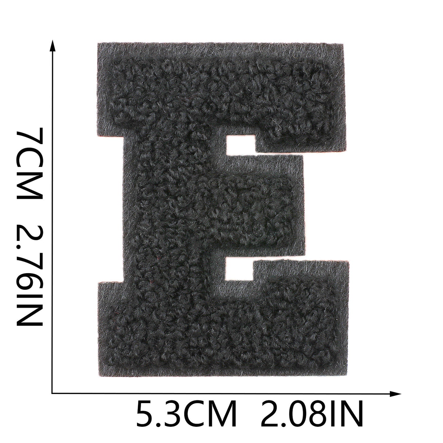 Iron-On Chenille Letter Patch – 7cm Tall, Black Base with Black Letter