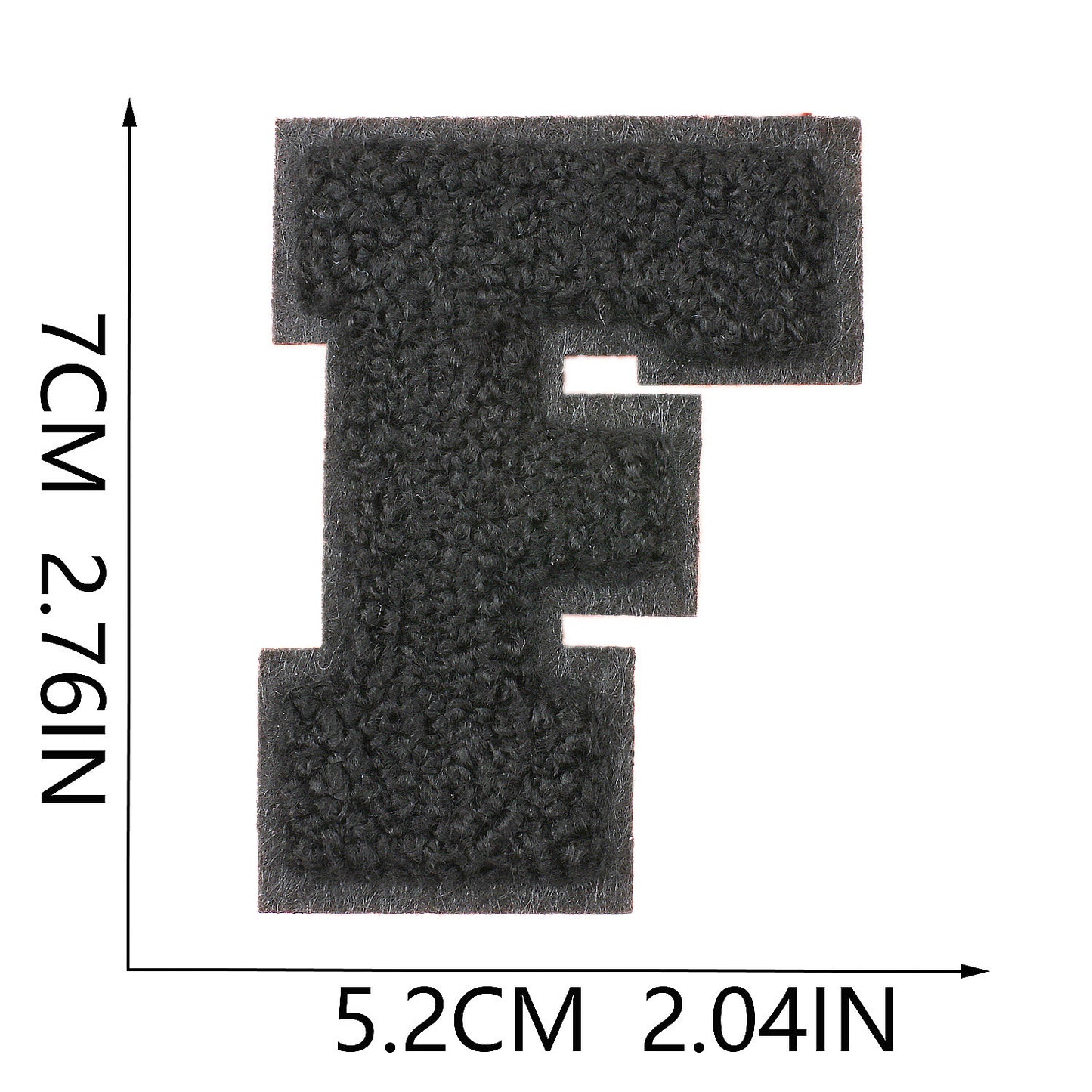 Iron-On Chenille Letter Patch – 7cm Tall, Black Base with Black Letter