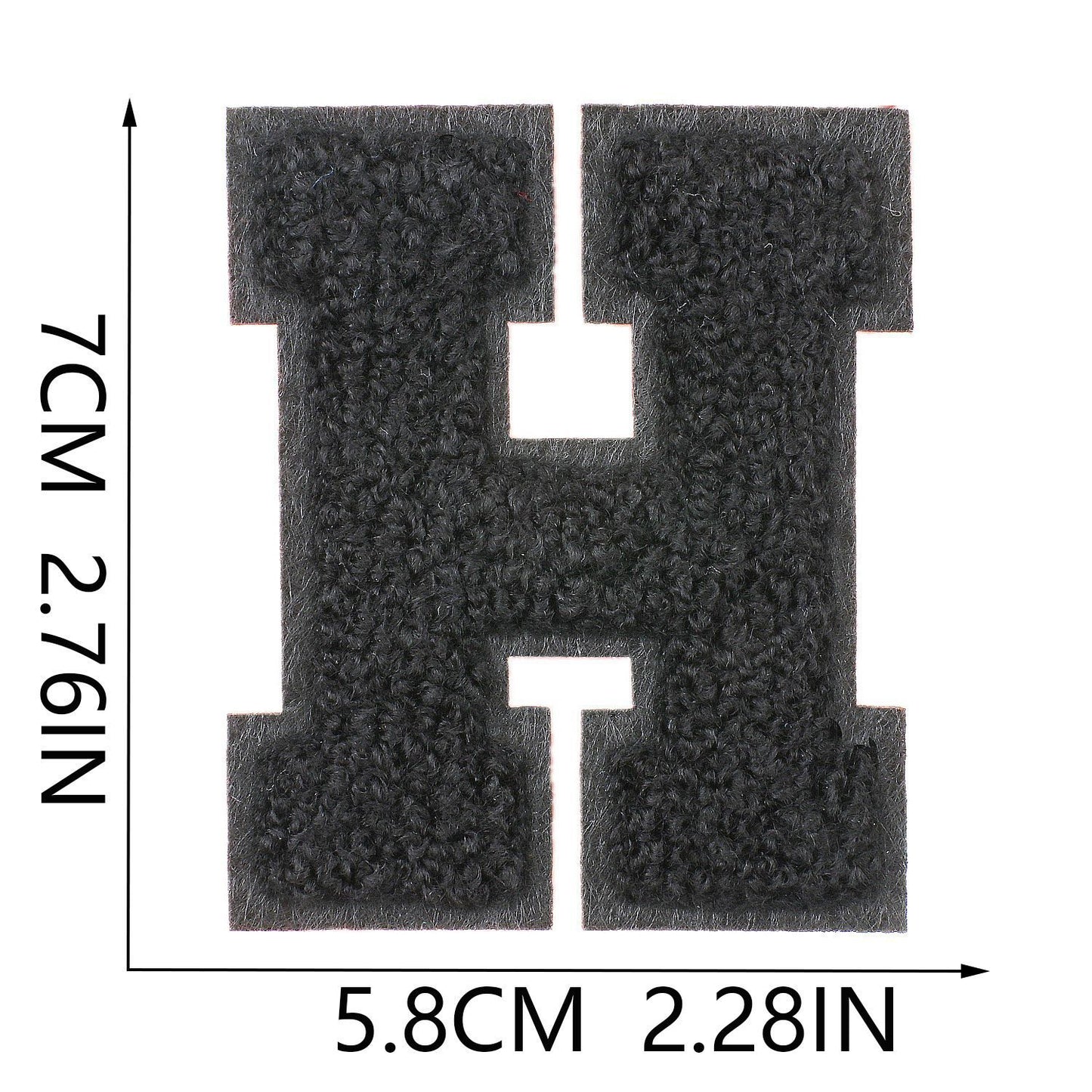 Iron-On Chenille Letter Patch – 7cm Tall, Black Base with Black Letter