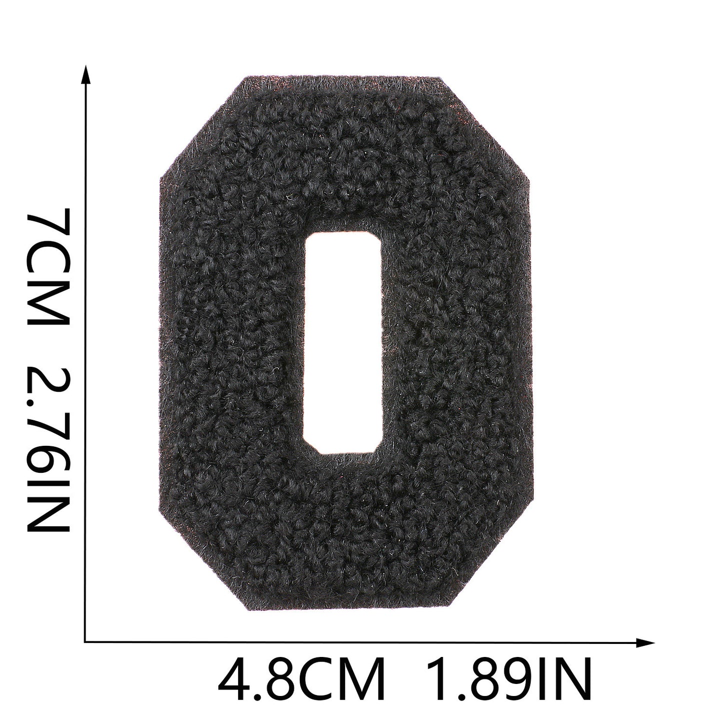 Iron-On Chenille Letter Patch – 7cm Tall, Black Base with Black Letter