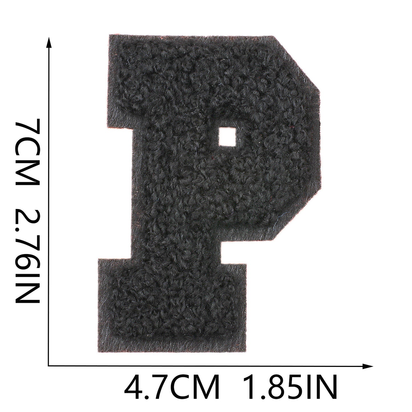 Iron-On Chenille Letter Patch – 7cm Tall, Black Base with Black Letter