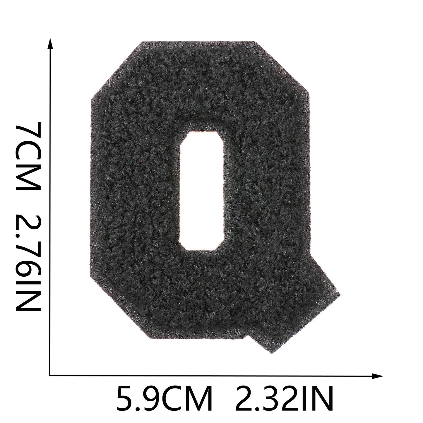 Iron-On Chenille Letter Patch – 7cm Tall, Black Base with Black Letter