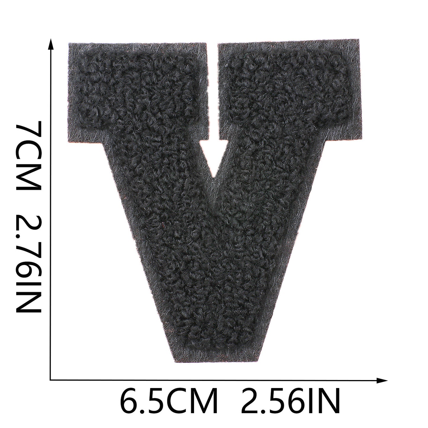 Iron-On Chenille Letter Patch – 7cm Tall, Black Base with Black Letter