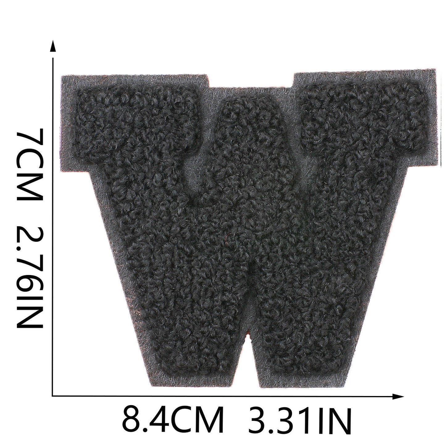 Iron-On Chenille Letter Patch – 7cm Tall, Black Base with Black Letter