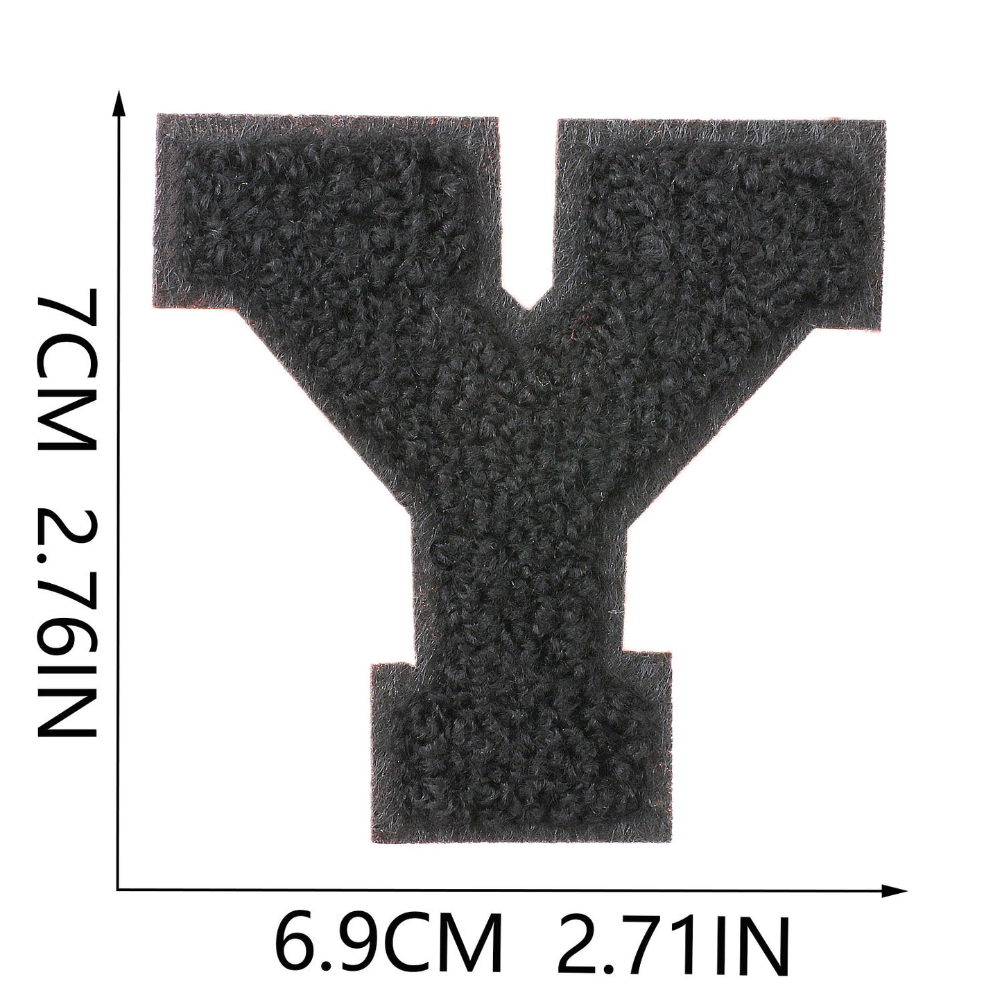 Iron-On Chenille Letter Patch – 7cm Tall, Black Base with Black Letter